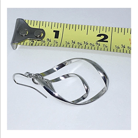 Silver Tone Double Layer Wave Earrings NWT - Picture 4 of 4